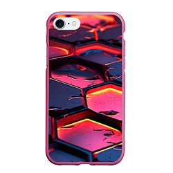 Чехол iPhone 7/8 матовый Розовые наносоты, цвет: 3D-малиновый
