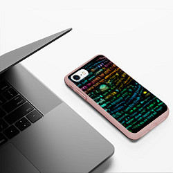 Чехол iPhone 7/8 матовый Символы психоделика - нейронная сеть, цвет: 3D-светло-розовый — фото 2