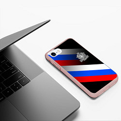 Чехол iPhone 7/8 матовый Пограничные войска - флаг РФ, цвет: 3D-светло-розовый — фото 2