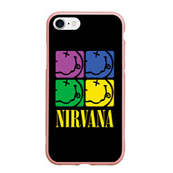 Чехол iPhone 7/8 матовый NIRVANA - смайлы, цвет: 3D-светло-розовый