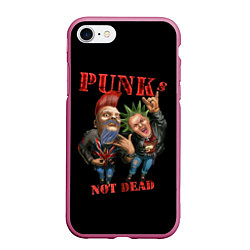 Чехол iPhone 7/8 матовый Punks Not Dead - панки хой, цвет: 3D-малиновый