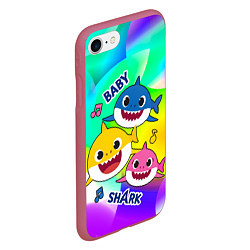 Чехол iPhone 7/8 матовый Baby Shark Brooklyn and friends, цвет: 3D-малиновый — фото 2