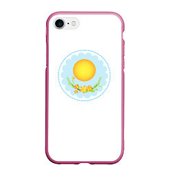 Чехол iPhone 7/8 матовый Солнце и цветы, цвет: 3D-малиновый