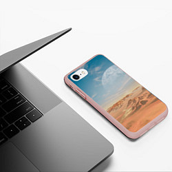 Чехол iPhone 7/8 матовый Пустынная планета и спутник, цвет: 3D-светло-розовый — фото 2