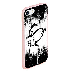 Чехол iPhone 7/8 матовый Японский дракон с иероглифами, цвет: 3D-светло-розовый — фото 2