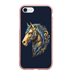 Чехол iPhone 7/8 матовый Механический конь, цвет: 3D-светло-розовый