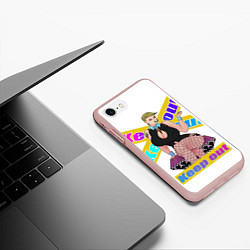 Чехол iPhone 7/8 матовый Осторожно-Лара, цвет: 3D-светло-розовый — фото 2
