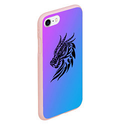 Чехол iPhone 7/8 матовый Дракон на градиенте, цвет: 3D-светло-розовый — фото 2