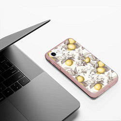 Чехол iPhone 7/8 матовый Лимоны - винтаж графика: паттерн, цвет: 3D-светло-розовый — фото 2