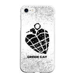 Чехол iPhone 7/8 матовый Green Day с потертостями на светлом фоне, цвет: 3D-белый