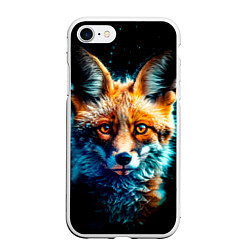 Чехол iPhone 7/8 матовый Милый лисёнок зимней ночью, цвет: 3D-белый