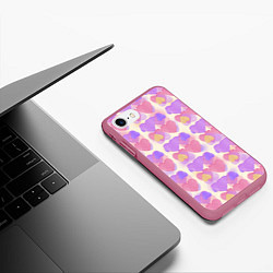 Чехол iPhone 7/8 матовый Нежные сердечки, цвет: 3D-малиновый — фото 2