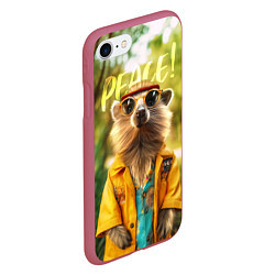 Чехол iPhone 7/8 матовый Peace - хиппи квокка короткохвостый кенгуру, цвет: 3D-малиновый — фото 2