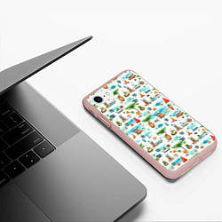 Чехол iPhone 7/8 матовый Летний микс, цвет: 3D-светло-розовый — фото 2