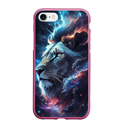 Чехол iPhone 7/8 матовый Galactic lion, цвет: 3D-малиновый