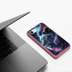 Чехол iPhone 7/8 матовый Galactic lion, цвет: 3D-малиновый — фото 2