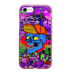 Чехол iPhone 7/8 матовый Humble minds - skull - graffiti, цвет: 3D-малиновый
