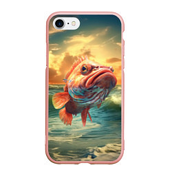 Чехол iPhone 7/8 матовый Большой карп, цвет: 3D-светло-розовый