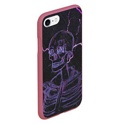 Чехол iPhone 7/8 матовый Неоновый скелет и молнии, цвет: 3D-малиновый — фото 2