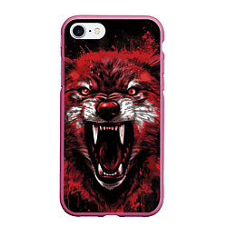 Чехол iPhone 7/8 матовый Red wolf, цвет: 3D-малиновый