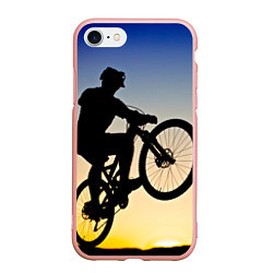 Чехол iPhone 7/8 матовый Прыжок велосипедиста, цвет: 3D-светло-розовый