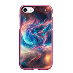 Чехол iPhone 7/8 матовый Космические узоры необычные, цвет: 3D-малиновый