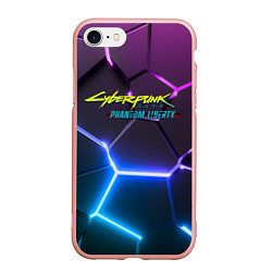 Чехол iPhone 7/8 матовый Cyberpunk 2077 phantom liberty neon, цвет: 3D-светло-розовый