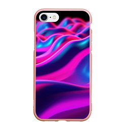 Чехол iPhone 7/8 матовый Фиолетовые неоновые волны, цвет: 3D-светло-розовый