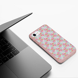 Чехол iPhone 7/8 матовый Яркая геометрия, цвет: 3D-светло-розовый — фото 2