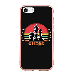 Чехол iPhone 7/8 матовый Шахматные фигуры chess, цвет: 3D-светло-розовый