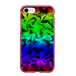 Чехол iPhone 7/8 матовый Камуфляж спектр, цвет: 3D-малиновый