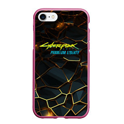 Чехол iPhone 7/8 матовый Cyberpunk 2077 phantom liberty gold abstract, цвет: 3D-малиновый