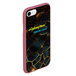 Чехол iPhone 7/8 матовый Cyberpunk 2077 phantom liberty gold abstract, цвет: 3D-малиновый — фото 2