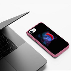 Чехол iPhone 7/8 матовый Космический арбуз-луна, цвет: 3D-малиновый — фото 2