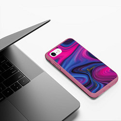 Чехол iPhone 7/8 матовый Pink blue style, цвет: 3D-малиновый — фото 2