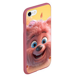 Чехол iPhone 7/8 матовый Веселый медвежонок, цвет: 3D-малиновый — фото 2
