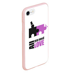 Чехол iPhone 7/8 матовый Пазлы любви, цвет: 3D-светло-розовый — фото 2