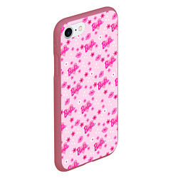 Чехол iPhone 7/8 матовый Барби, сердечки и цветочки, цвет: 3D-малиновый — фото 2