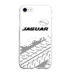 Чехол iPhone 7/8 матовый Jaguar speed на светлом фоне со следами шин: симво