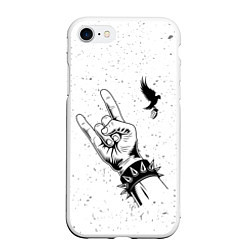 Чехол iPhone 7/8 матовый Hollywood Undead и рок символ, цвет: 3D-белый