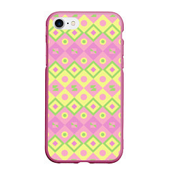 Чехол iPhone 7/8 матовый Pink yellow style, цвет: 3D-малиновый