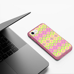 Чехол iPhone 7/8 матовый Pink yellow style, цвет: 3D-малиновый — фото 2