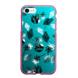 Чехол iPhone 7/8 матовый Летний узор с пальмами, цвет: 3D-малиновый