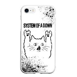 Чехол iPhone 7/8 матовый System of a Down рок кот на светлом фоне