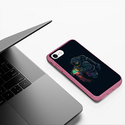 Чехол iPhone 7/8 матовый Неизведанный космос, цвет: 3D-малиновый — фото 2