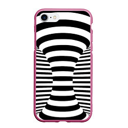 Чехол iPhone 7/8 матовый Черно-белая иллюзия, цвет: 3D-малиновый