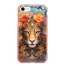 Чехол iPhone 7/8 матовый Леопард в тропиках, цвет: 3D-светло-розовый