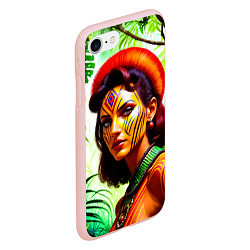 Чехол iPhone 7/8 матовый Девушка воин в боевой раскраске, цвет: 3D-светло-розовый — фото 2