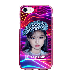 Чехол iPhone 7/8 матовый Jennie neon, цвет: 3D-малиновый