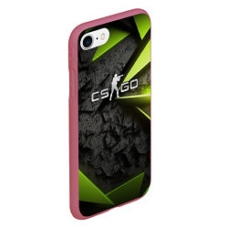 Чехол iPhone 7/8 матовый CS GO green black abstract, цвет: 3D-малиновый — фото 2